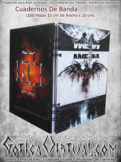 cuaderno rammstein bandas rock metal economico barato ventas online envios a todo el pais medellin cauca narino pereira sucre sincelejo manizales mocoa colombia