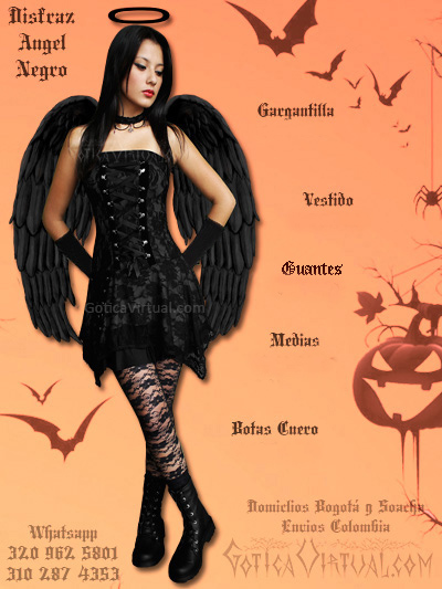 disfraz angel negro helloween sexy economico barato ventas online envios a todo el pais cali popayan barranquilla sucre tolima cauca sincelejo zipaquira rioacha colombia