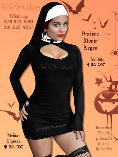 disfraz monja sexy negro vestido helloween sexy economico barato ventas online envios a todo el pais cali popayan barranquilla sucre tolima cauca sincelejo zipaquira rioacha colombia