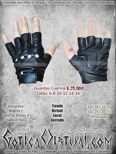 guantes cuerina cueron negros cortos din dedos economicos ventas online baratos cali medellin pasto leticia florencia