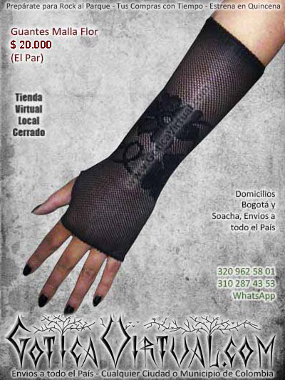 guantes malla flor negros encaje diseno negro bogota ventas online envios a todo el pais cali medellin cucuta yopal rioacha zipaquira neiva cauca sincelejo monteria sucre santander tolima colombia