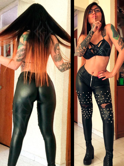 leggins cuerina taches al frente