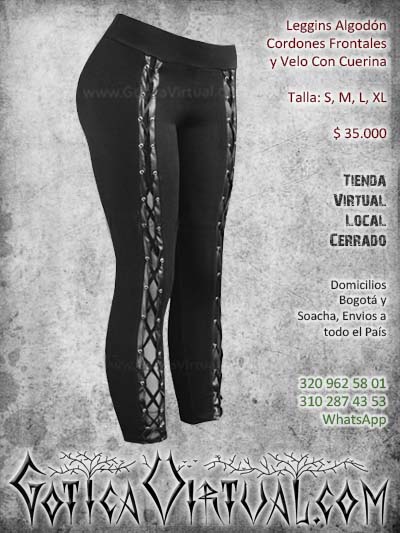 leggins algodon cordones velo cuerina negro metalero rockero bogota mujer femenino envios todo el pais ventas online bodega neiva medellin cali popayan manizales colombia