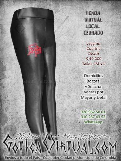 leggins cuerina bandas bordado death tienda online rock metal bogota cali neiva arauca pasto yopal colombia