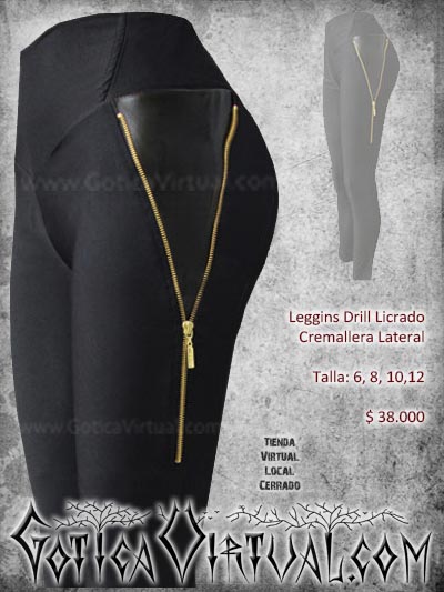 leggins drill licrado negro cremallera lateral chicle bogota envios todo el pais mujer femenino economico ventas online medellin cucuta narino manizales colombia