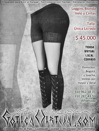 leggins negro oscuro cordon velo cintas mujer dama prendas ropa boutique bogota envios comercio medellin manizales santander colombia