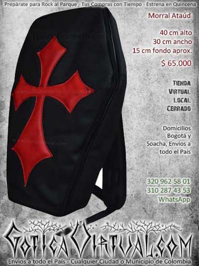 maleta morral ataud bogota metalero rockero hombre mujer economico barato envios todo el pais ventas online cali barracaberneja cali manizales cucuta villavicencio colombia