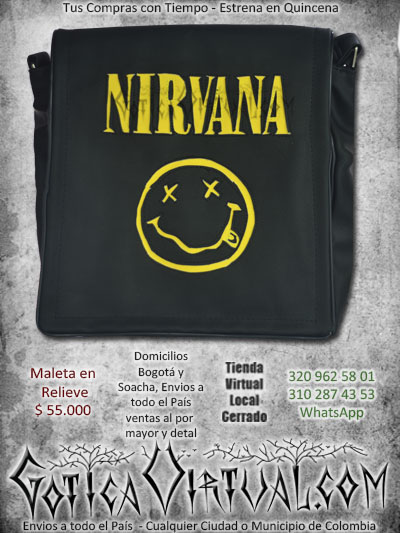 maleta nirvana bandas relieve bolso morral economico venta online envios bogota cali quindio manizales pereira tunja medellin colombia