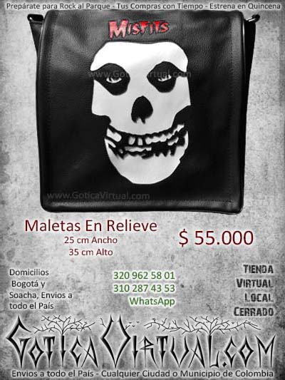 Bolso repujado misfits punk megro y blanco economico funcional pactico  envios medellin cali manizales pasto armenia pereira narino colombia