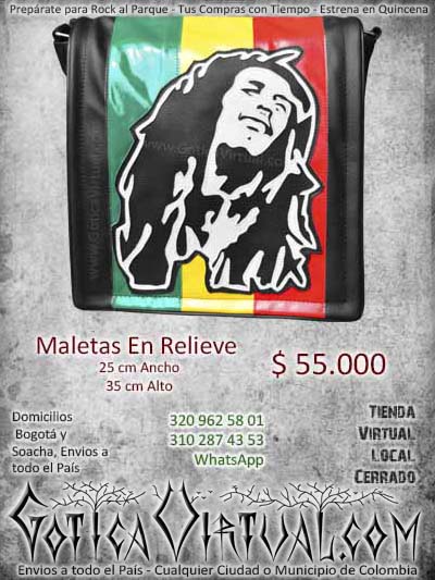 Bolso repujado bob marley colores rasta relieve economico envios medellin cali manizales pasto armenia pereira narino colombia