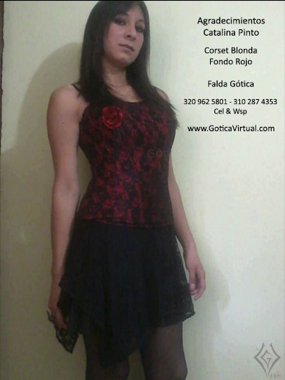 pinto catalina croset blonda fondo rojo falda gotica ropa accesorios botas vestidos domicilios bogota soacha envios todo el pais colombia