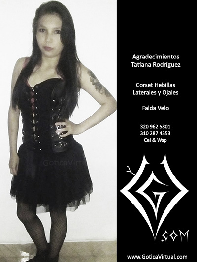 tatiana rodriguez falda velo corset hebillas laterales ojales cordon ropa rockera metalera domicilios bogota soacha envios todo el pais colombia