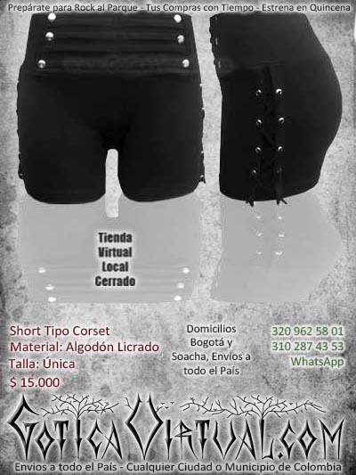 short corto tipo corset negro ropa bogota economico barato online envios a todo el pais colombia medellin popayan barranquilla