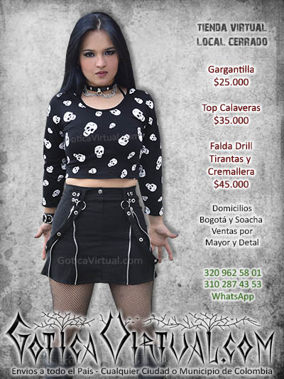 falda drill tirantas cremallera ropa rockera metalera gotica virtual domicilios bogota soacha envios colombia