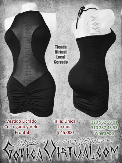 vestido corrugado velo negro oscuro bonito rockero metalero economico bogota ventas envios domicilios cali medellin manizales rioacha colombia