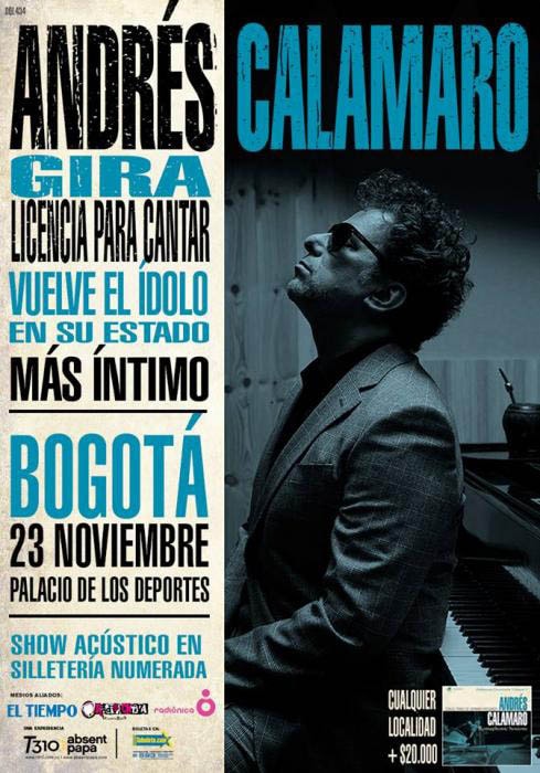 andres calamaro show concierto acustico bogota colombia palacio de los deportes noviembre miercoles jueves rock espanol banda artista internacional argentina organizador absent papa eventos metalzone