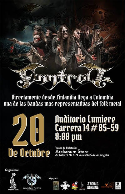 finntroll concierto bogota colombia teatro lumiere octubre jueves ancestral shield arckanum store eventos metalzone