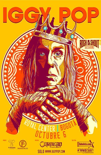 iggy pop concierto vocal stooges bogota colombia teatro royal center octubre jueves hard rock punk artista internacional estados unidos organizador tyrona eventos metalzone