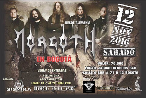 morgoth concierto bogota colombia jaguar records bar noviembre sabado death metal banda internacional alemania eventos metalzone