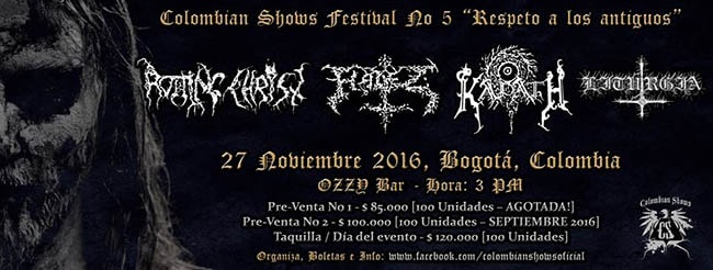 rotting christ cambio lugar ozzy bar rock concierto bogota colombia noviembre domingo black metal banda internacional grecia eventos metalzone