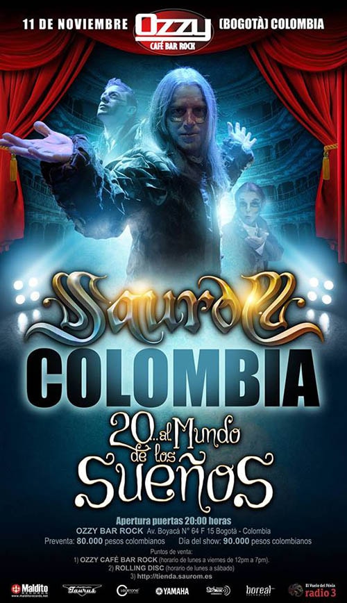 saurom concierto bogota colombia ozzy bar rock lugar noviembre viernes heavy folk metal banda internacional espana eventos metalzone