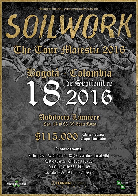 soilwork concierto bogota colombia teatro lumiere septiembre domingo melodic death metal banda internacional suecia eventos metalzone
