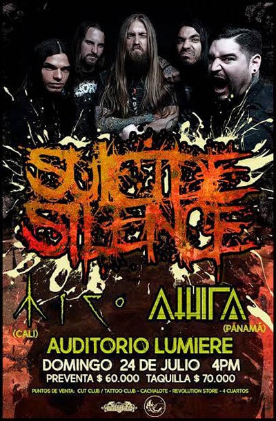suicide silence concierto bogota colombia teatro lumiere julio domingo preventa taquilla cut club cachalote revo lution s cuartos inmigrant records
